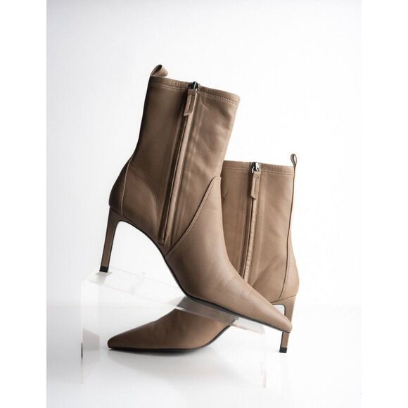 Massimo Dutti Womens Brown Boots Booties Leather Mid Calf Pointed EU 40 US 9 - Picture 3 of 8